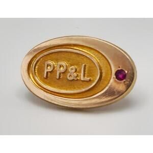 PP&L Employee Service Pin Red Stone 1/10th 10k Gold 7/8"